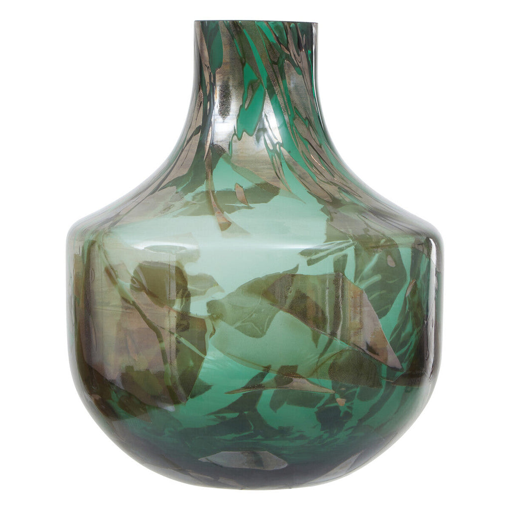 Orsina Herbie Large Glass Bottle Vase – Green and Gold Handcrafted
