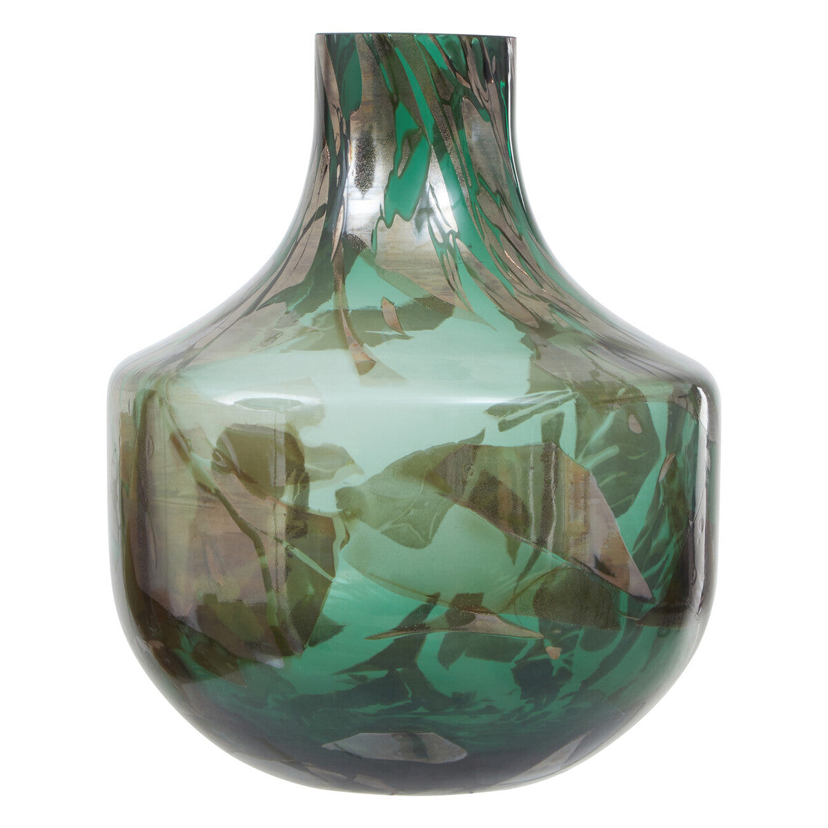Orsina Herbie Large Glass Bottle Vase – Green and Gold Handcrafted