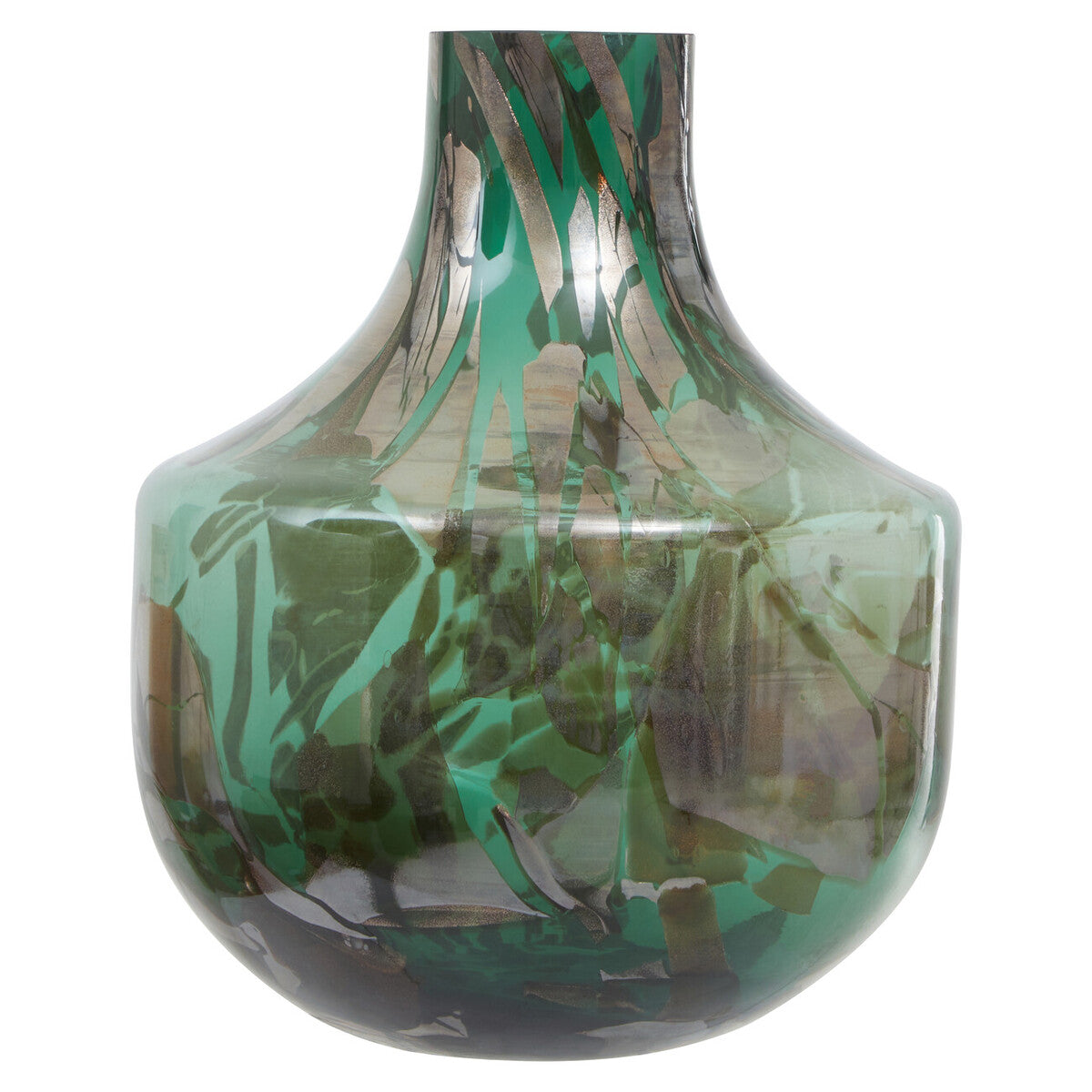 Orsina Herbie Large Glass Bottle Vase – Green and Gold Handcrafted