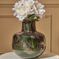 Orsina Herbie Large Glass Bottle Vase – Green and Gold Handcrafted