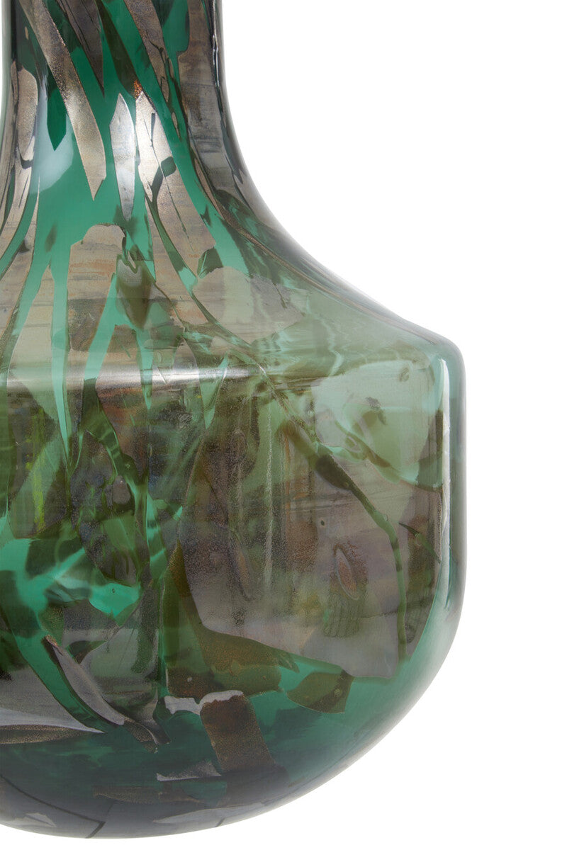 Orsina Herbie Large Glass Bottle Vase – Green and Gold Handcrafted
