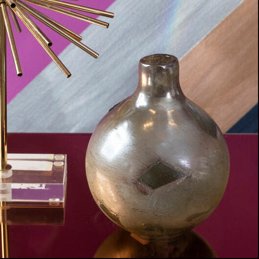 Orsina Herbie Small Glass Bottle Vase – Metallic Multicolour Finish