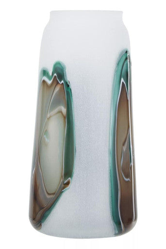 Orsina Hakan Tall Glass Vase – Marbled Design Decorative Floor Vase