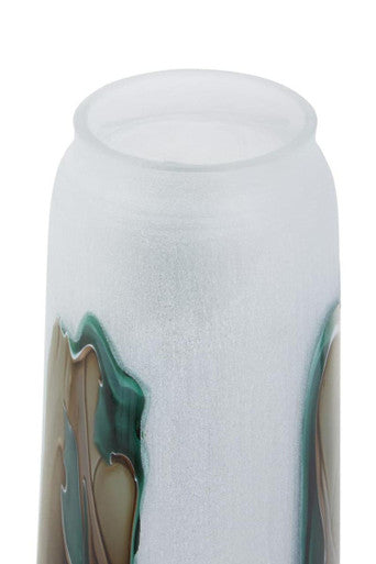 Orsina Hakan Tall Glass Vase – Marbled Design Decorative Floor Vase