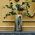 Orsina Hakan Tall Glass Vase – Marbled Design Decorative Floor Vase