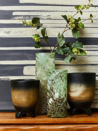 Orsina Harri Small Glass Marble Effect Vase – Crackle Finish Decor
