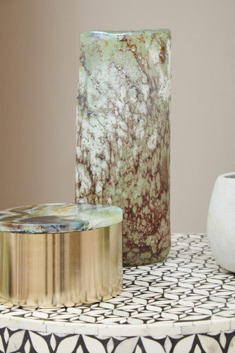 Orsina Harri Large Glass Marble Effect Vase – Crackle Finish Decor