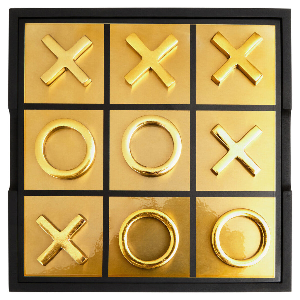Orsina Churchill Black Sheesham Wood and Gold Tic-Tac-Toe Game