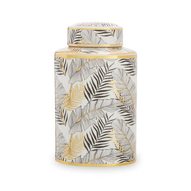 Orsina Doria Small Leaf Ceramic Jar – Multicoloured Lidded Canister
