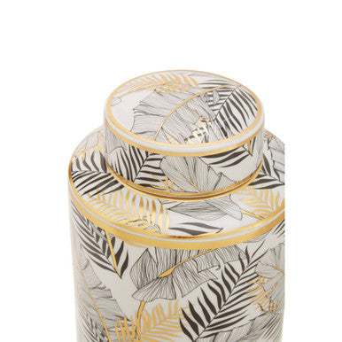Orsina Doria Small Leaf Ceramic Jar – Multicoloured Lidded Canister