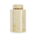 Orsina Doria Small Ceramic Jar | White and Gold Lidded Home Decor