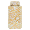 Orsina Large White and Gold Ceramic Jar – Decorative Lidded Storage