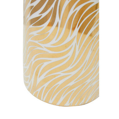 Orsina Large White and Gold Ceramic Jar – Decorative Lidded Storage