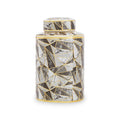 Orsina Doria Small Marble Effect Ceramic Storage Jar with Gold Trim