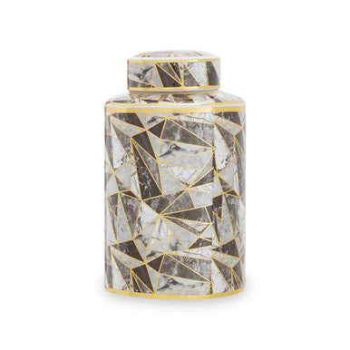 Orsina Doria Small Marble Effect Ceramic Storage Jar with Gold Trim