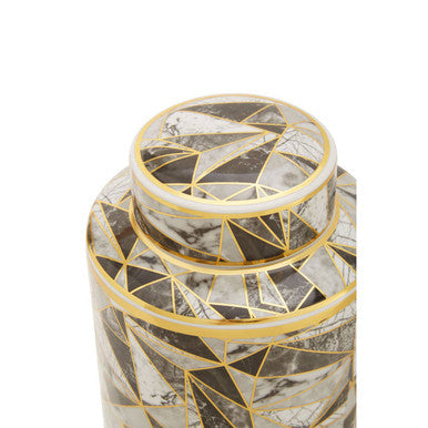 Orsina Doria Small Marble Effect Ceramic Storage Jar with Gold Trim