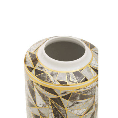 Orsina Doria Small Marble Effect Ceramic Storage Jar with Gold Trim