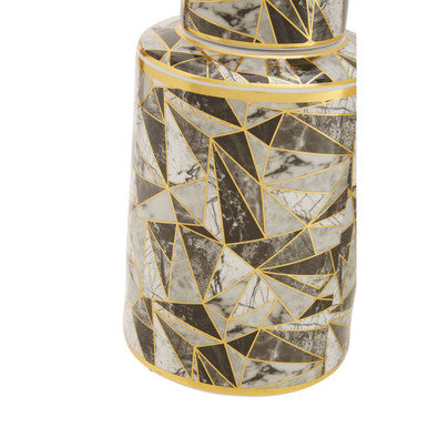 Orsina Doria Small Marble Effect Ceramic Storage Jar with Gold Trim