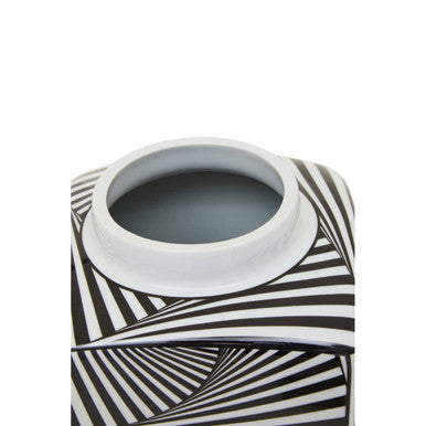 Orsina Doria Small Ceramic Jar – Black and White Geometric Lidded Canister