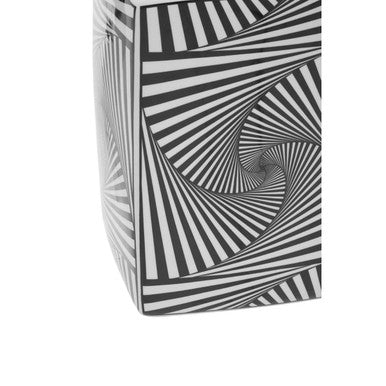 Orsina Doria Large Black and White Geometric Ceramic Jar with Lid