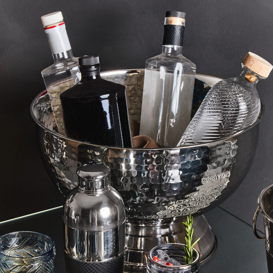 Orsina Ankara Silver Hammered Champagne Bowl | Stainless Steel Ice Bucket