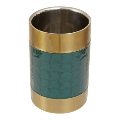 Orsina Carolina Green Enamel & Gold Stainless Steel Wine Cooler