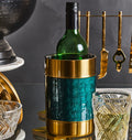 Orsina Carolina Green Enamel & Gold Stainless Steel Wine Cooler