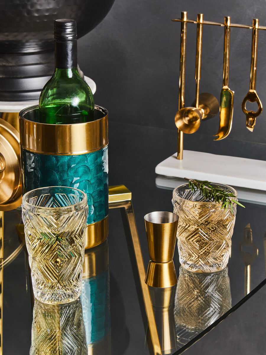Orsina Carolina Green Enamel & Gold Stainless Steel Wine Cooler
