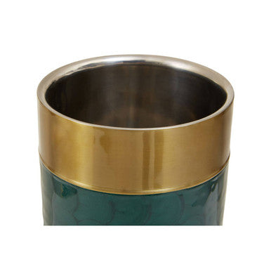 Orsina Carolina Green Enamel & Gold Stainless Steel Wine Cooler