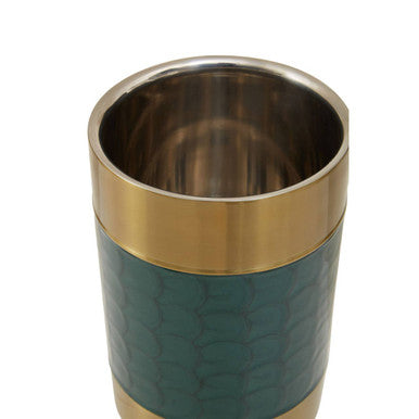Orsina Carolina Green Enamel & Gold Stainless Steel Wine Cooler