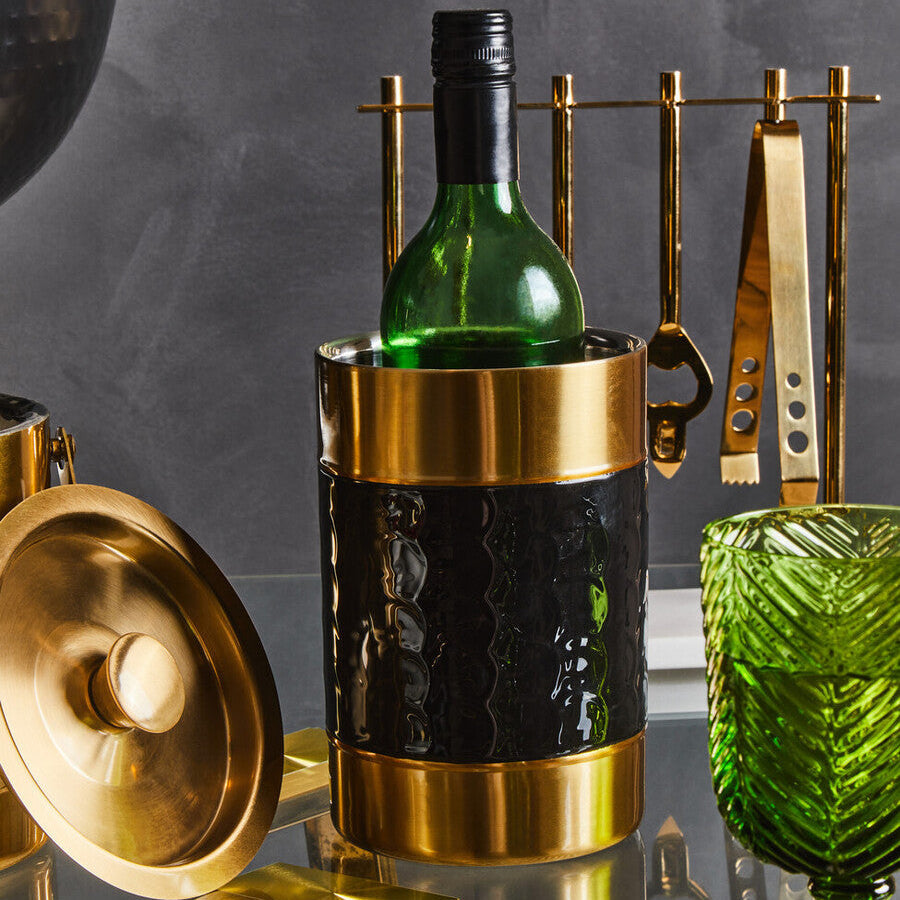 Orsina Carolina Wine Cooler – Double-Walled Gold & Black Enamel