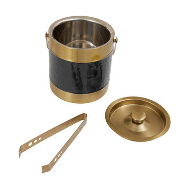 Orsina Carolina Black Enamel Ice Bucket | Gold Stainless Steel