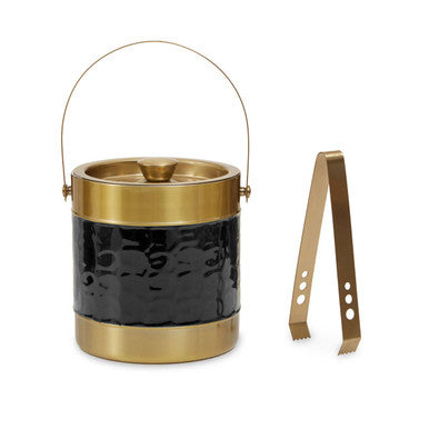Orsina Carolina Black Enamel Ice Bucket | Gold Stainless Steel