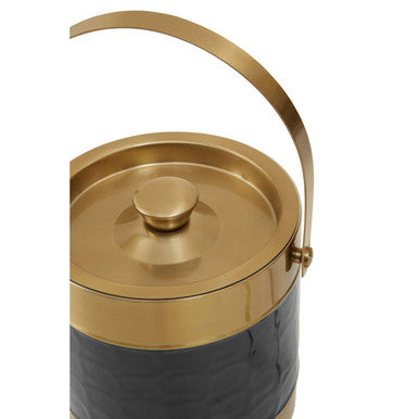 Orsina Carolina Black Enamel Ice Bucket | Gold Stainless Steel