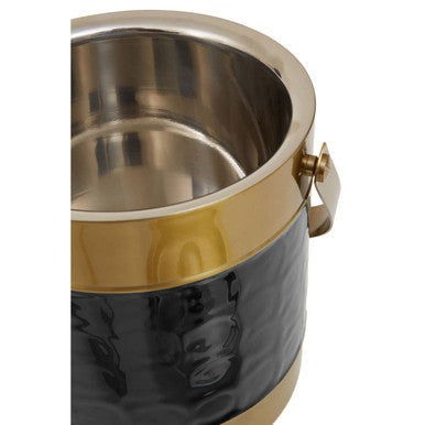 Orsina Carolina Black Enamel Ice Bucket | Gold Stainless Steel