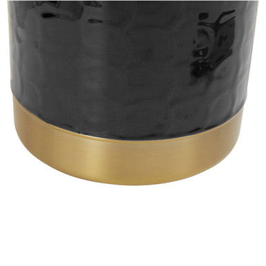 Orsina Carolina Black Enamel Ice Bucket | Gold Stainless Steel
