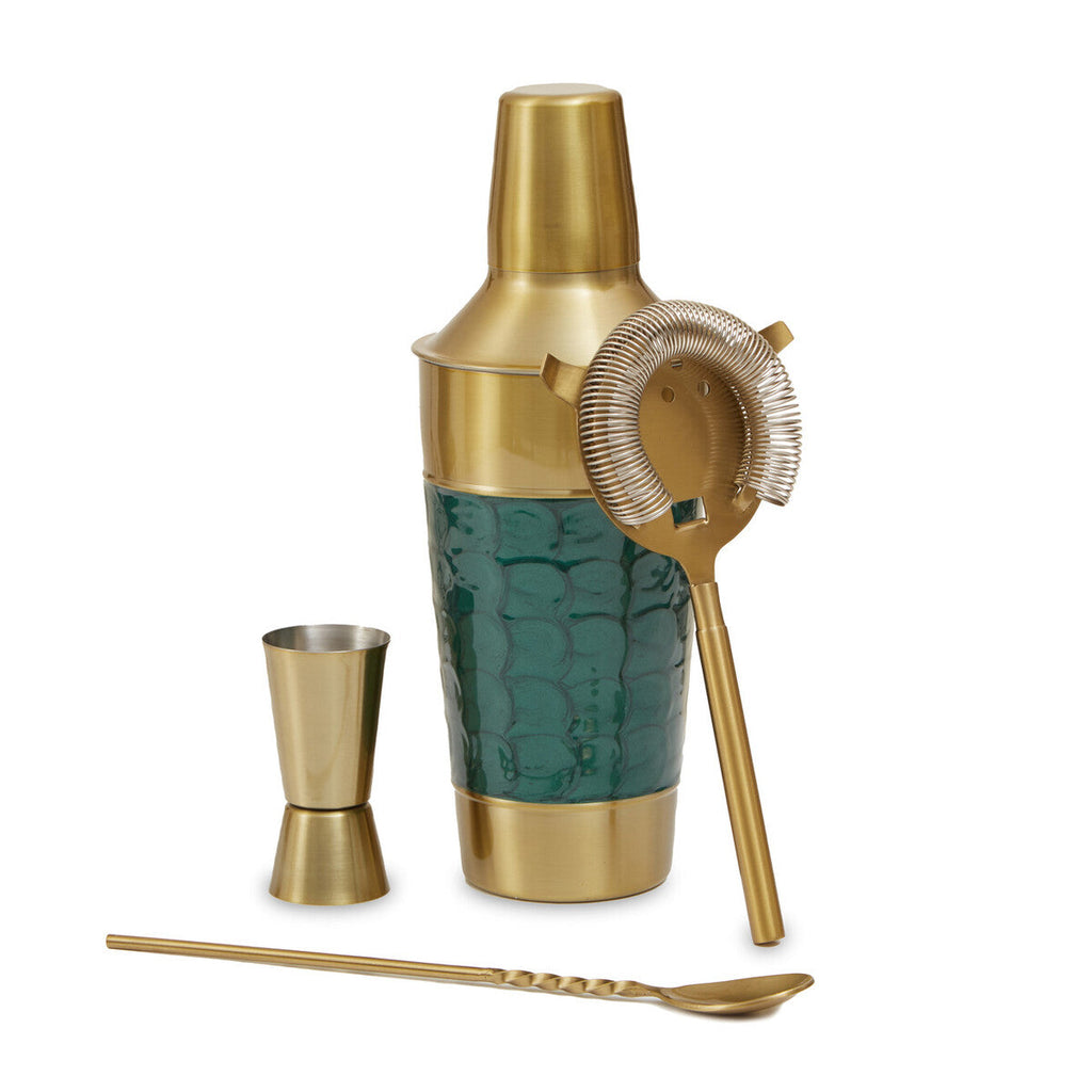 Orsina 4-Piece Cocktail Set – Gold Stainless Steel & Green Enamel