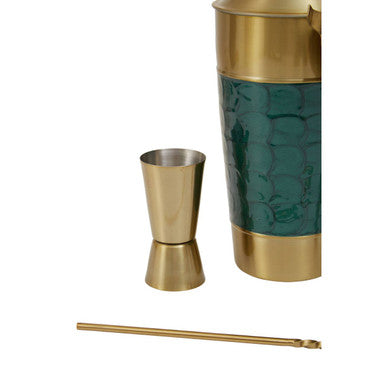 Orsina 4-Piece Cocktail Set – Gold Stainless Steel & Green Enamel