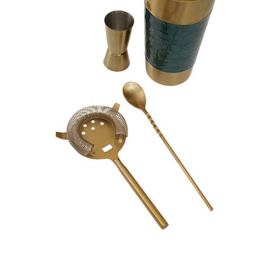 Orsina 4-Piece Cocktail Set – Gold Stainless Steel & Green Enamel