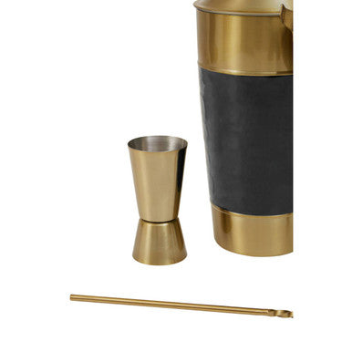 Orsina 4 Piece Cocktail Set – Black Enamel & Gold Stainless Steel