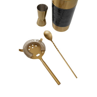 Orsina 4 Piece Cocktail Set – Black Enamel & Gold Stainless Steel