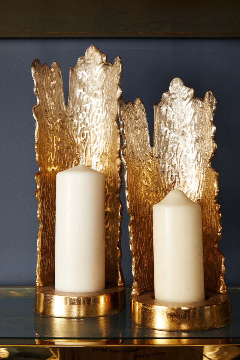 Orsina Dion Large Ombre Silver & Gold Aluminium Pillar Candle Holder