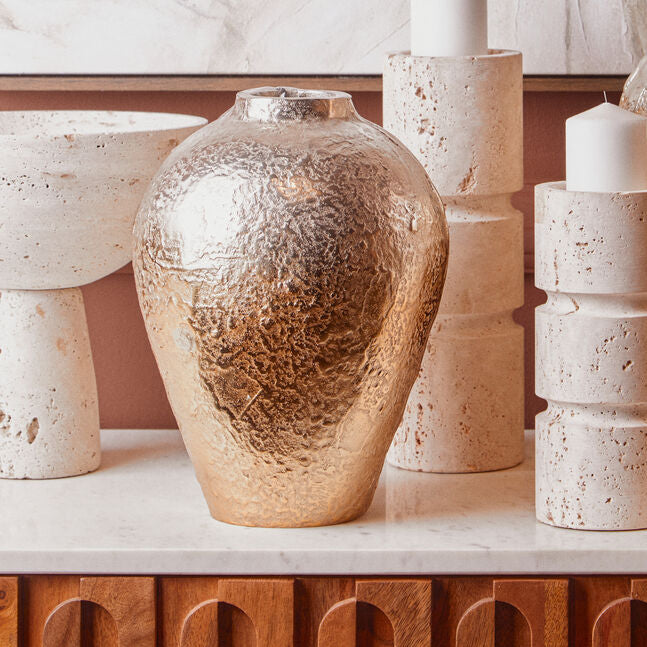Orsina Dion Small Ombre Vase – Gold and Silver Aluminium Decor