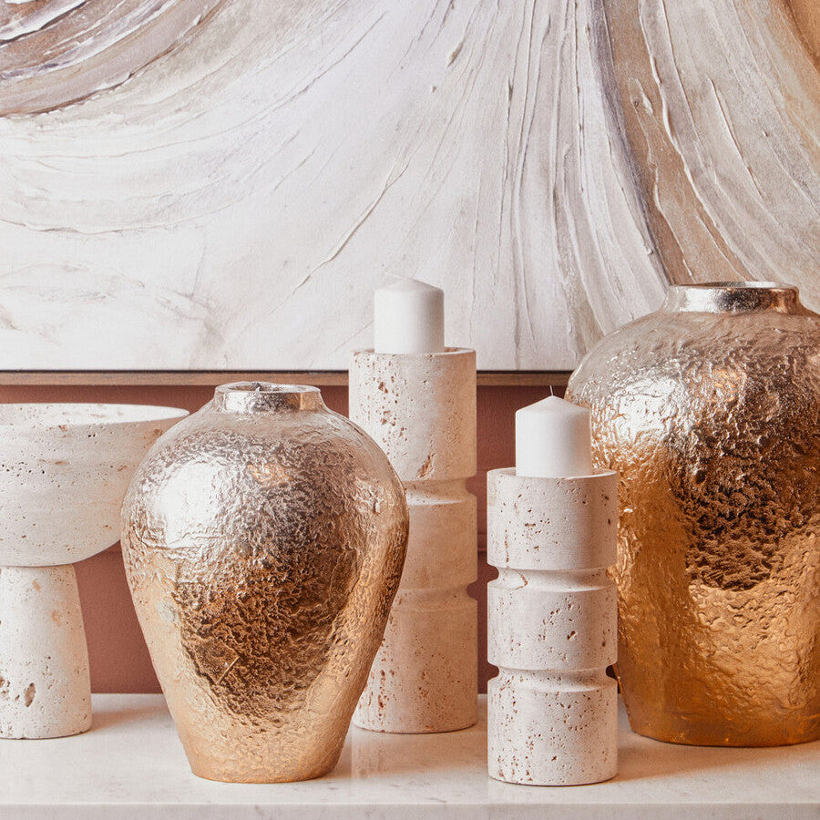 Orsina Dion Large Ombre Silver and Gold Metallic Sculptural Vase
