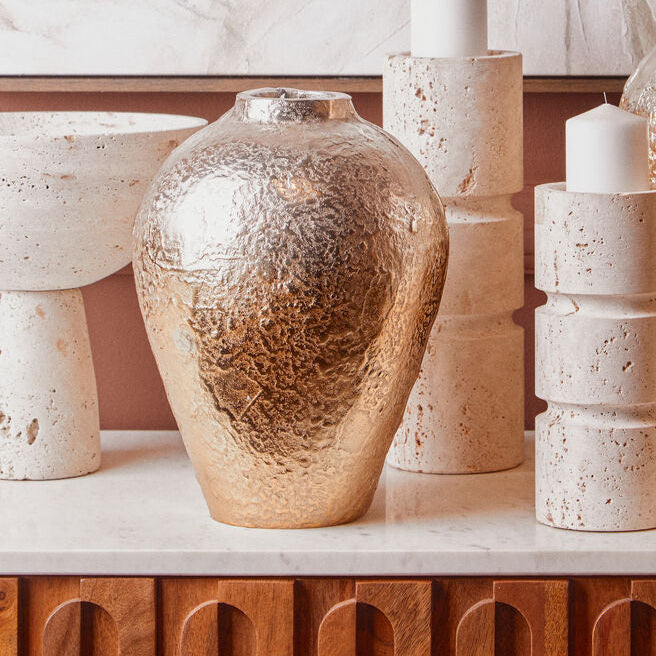 Orsina Dion Large Ombre Silver and Gold Metallic Sculptural Vase