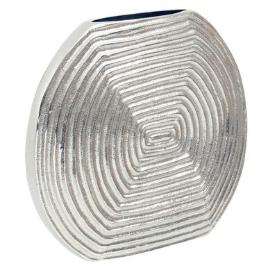 Orsina Dax Silver Small Vase – Handcrafted Round Aluminium Tabletop Decor