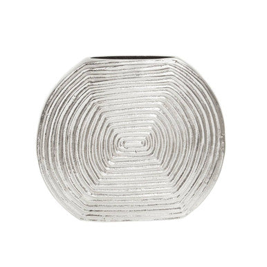 Orsina Dax Silver Small Vase – Handcrafted Round Aluminium Tabletop Decor