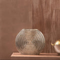 Orsina Dax Silver Small Vase – Handcrafted Round Aluminium Tabletop Decor