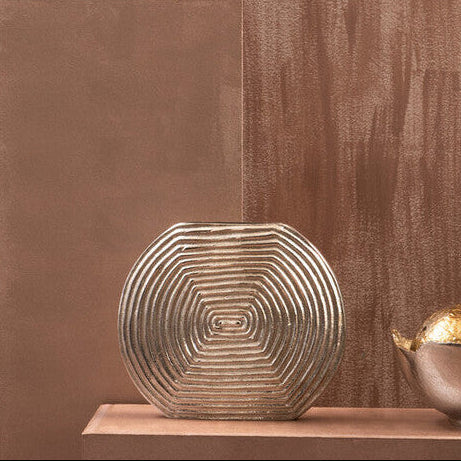 Orsina Dax Silver Small Vase – Handcrafted Round Aluminium Tabletop Decor