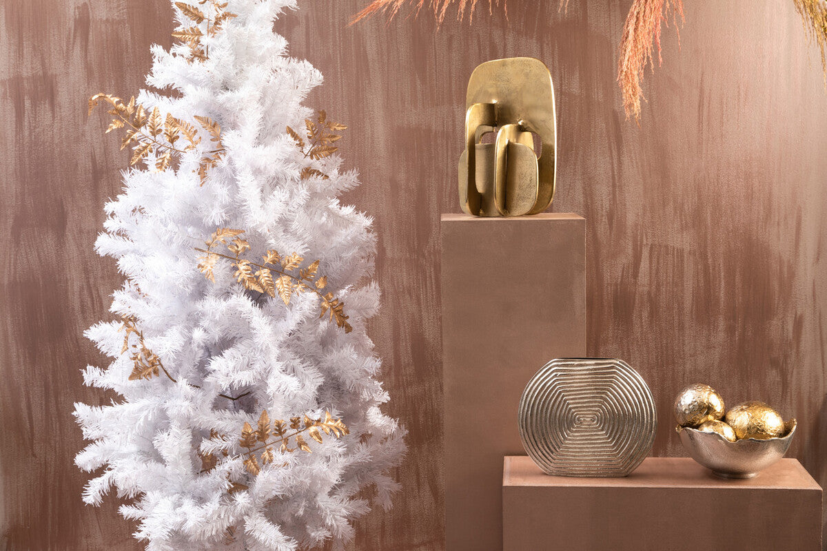 Orsina Dax Silver Small Vase – Handcrafted Round Aluminium Tabletop Decor